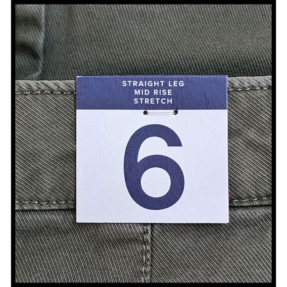 NWT Gap Everyday Straight Up Khaki Pants Mid Rise Stretch Olive Green 6 New - Picture 7 of 11